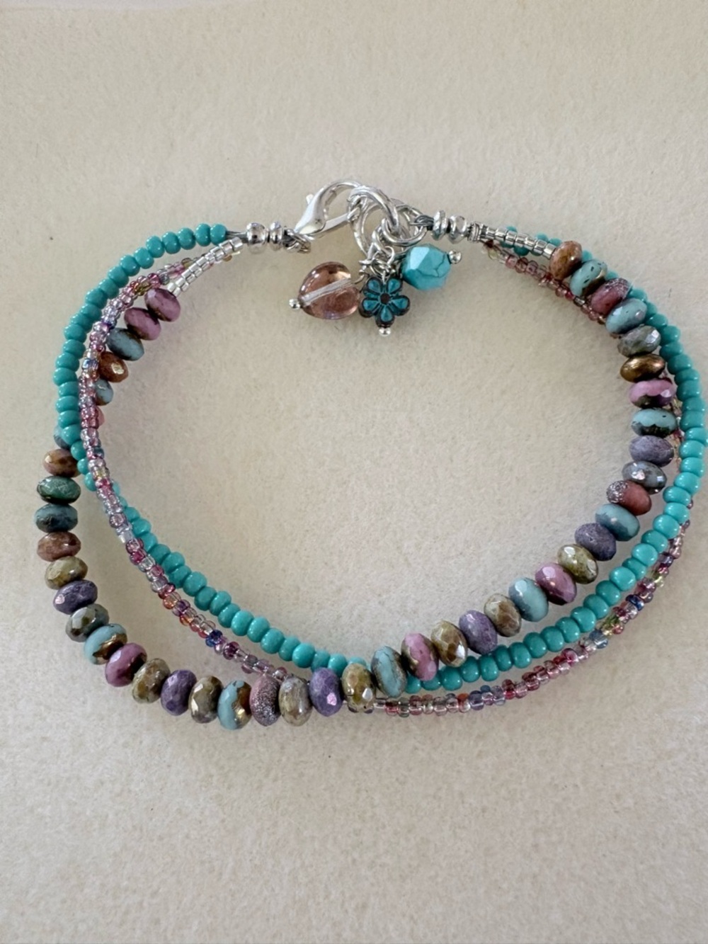 Multi colored Multi-Strand Czech Glass oBeaded Wrap Bracelet - Women's Jewelry